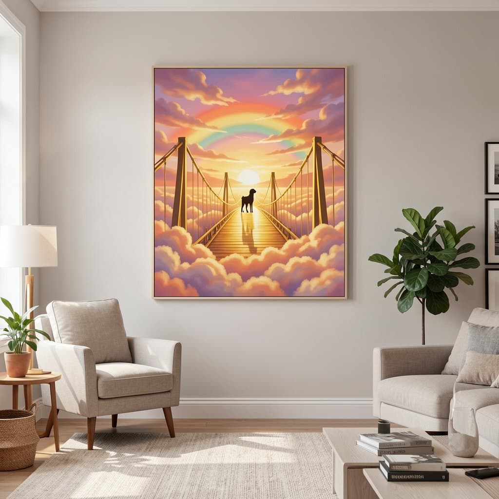Rainbow Bridge Dog Memorial, Framed Canvas