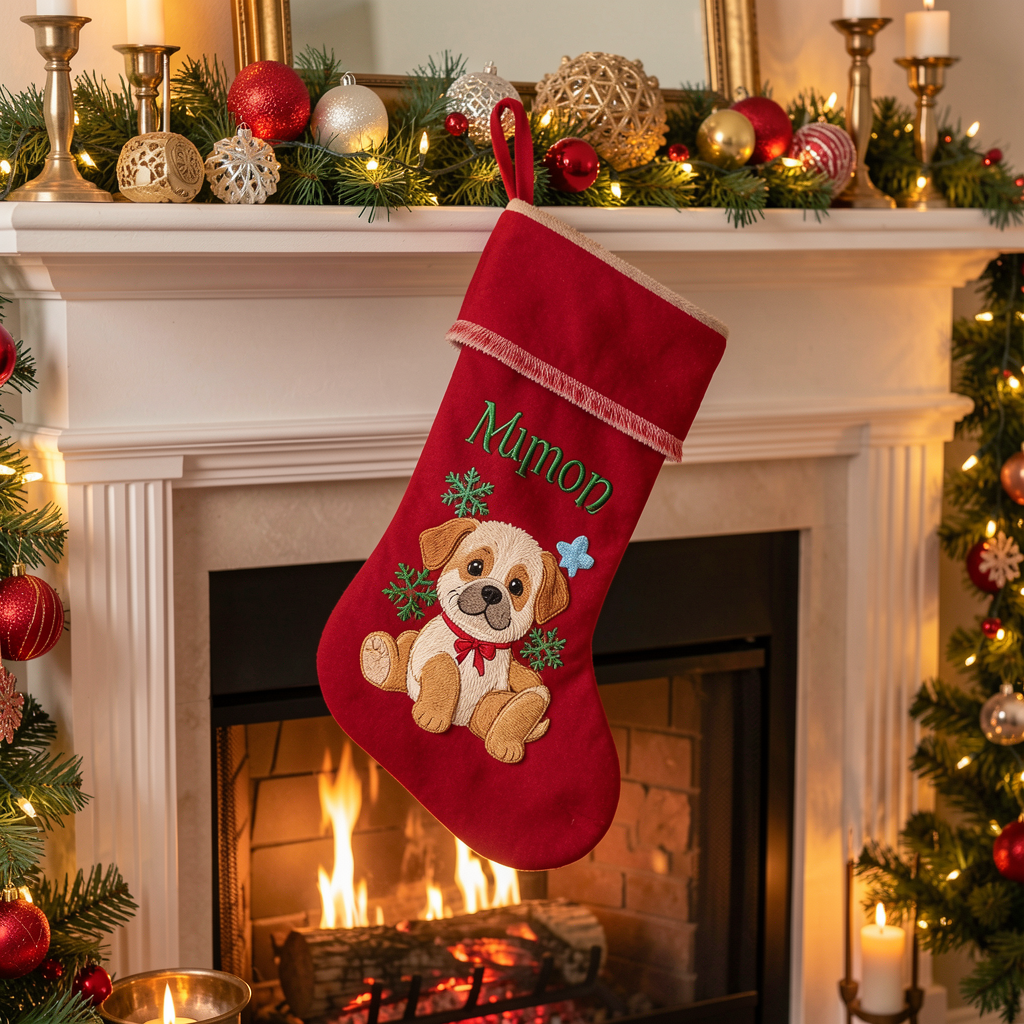 Custom Pet Christmas Stocking — Embroidered Name
